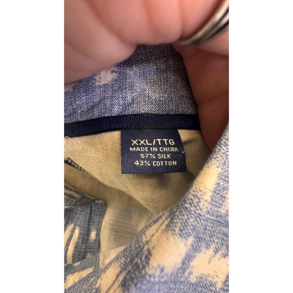 Tommy Bahama Men's XXL Silk Cotton Blend Shirt Blue Pattern Short Sleeve - Picture 4 of 7